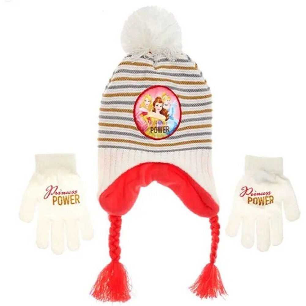 Disney Princess Power Peruvian Girl's Winter Hat and Glove Set One Size White